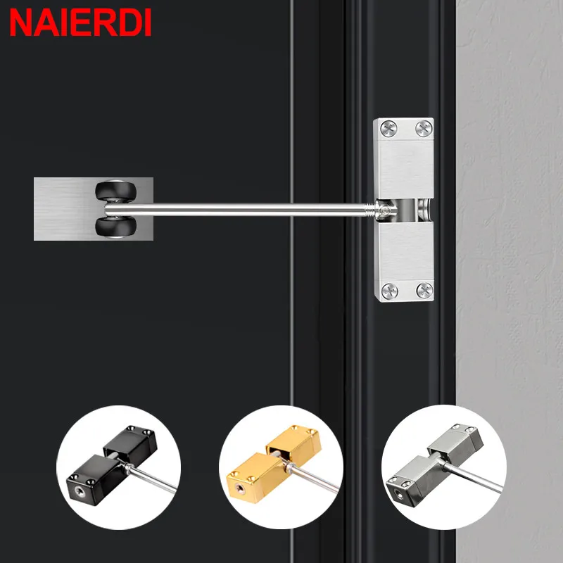 NAIERDI 40KG Automatic Spring Door Closer Stainless Steel Adjustable Door Closing Silver Device Black Gold Hardware