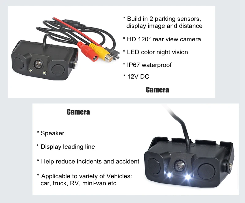 DIYKIT, беспроводная 4," Автомобильная камера заднего вида, комплект, резервный автомобильный монитор, парковочный радар, датчик, 2 в 1, автомобильная камера, парковочная система