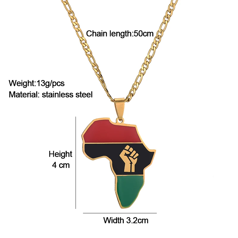 African map fist symbol pendant necklaces stainless steel men women africa maps black lives matter ethnic