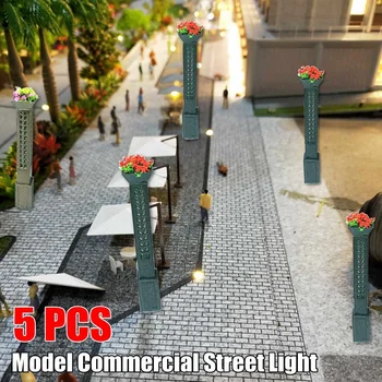 

5pcs Model Commercial Street Light Square Garden Lamp Lamp Lighting Single Head 1:100 Scale