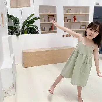 

2020 children's clothing summer new products girls Korean summer dress small plaid dress long dress