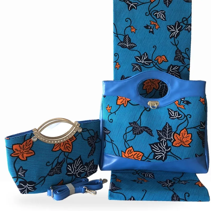 

Capputine Nigerian Women Handbag And Wax Fabric 3Pcs/Set Latest African Veritable Hollandais Wax Fabric And Shoulder Bag Set