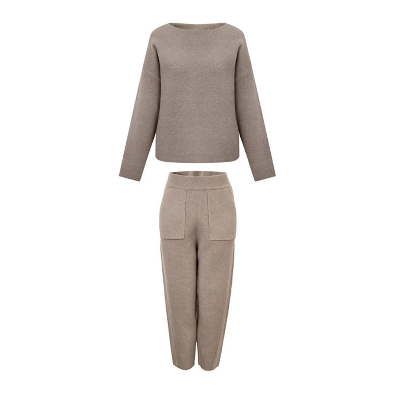 

2020 Autumn Winter Women Thick Fleece Cotton Suit 2 Pieces Sets Hoodies Sweatshirt and Pants Suits Female Knitwear Home
