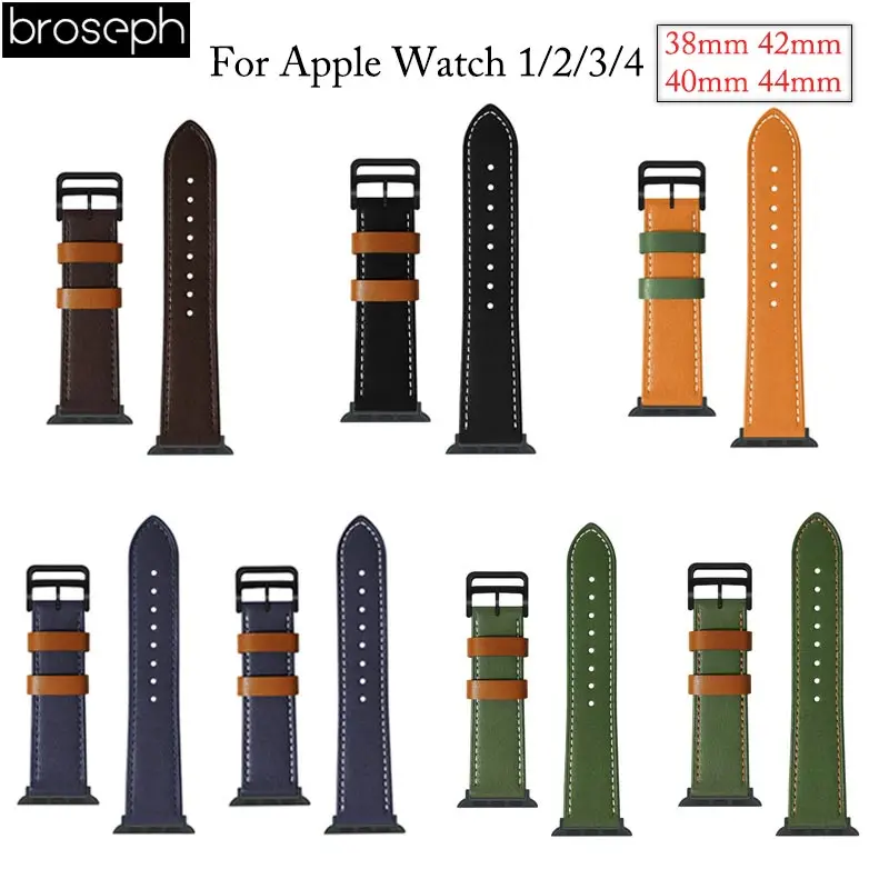 Ремешок из натуральной кожи для Apple Watch, 4 ремешка, 40 мм, 44 мм, Ретро ремешок для часов iWatch, 3, 2, 1, браслет, ремень, браслет
