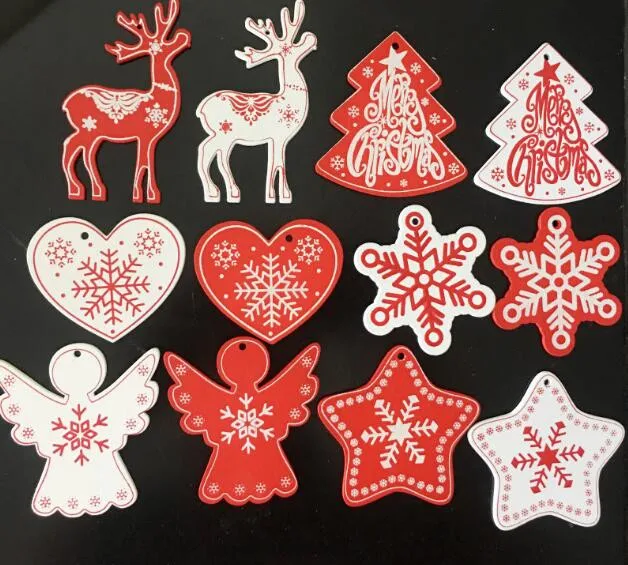 

200 шт./лот рождественские украшения из натурального дерева, Подвесные Подарки, украшение для рождественской елки, домашнее свадебное украшение