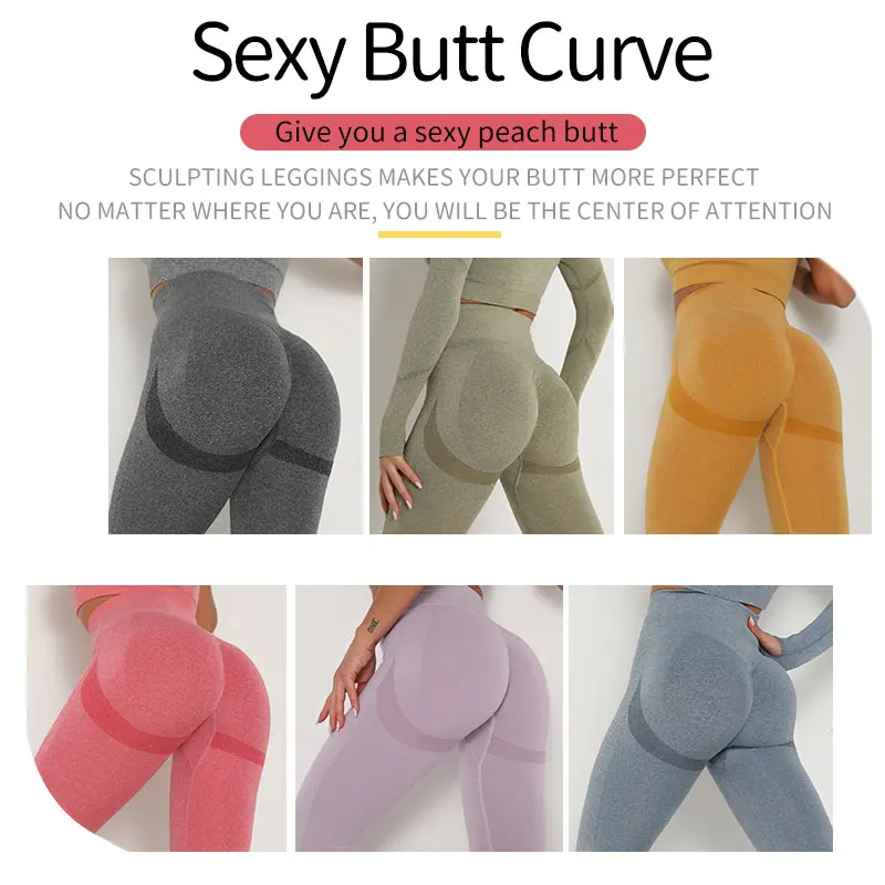 High Waisted Seamless Leggings Stretchy Scrunch Butt Lifting Leggins Push Up Sport Legging Women Fitness Running Gym Pants