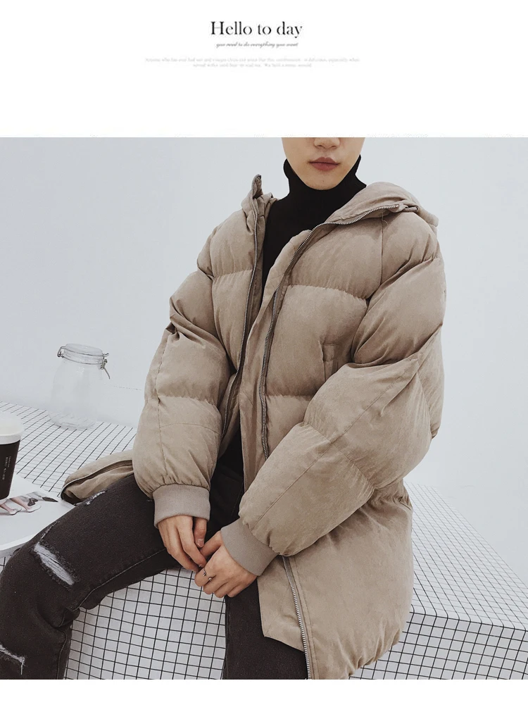 Зимняя Новая Стильная хлопковая стеганая одежда, Мужское пальто средней длины в Корейском стиле для подростков, толстая стеганая куртка с вышивкой