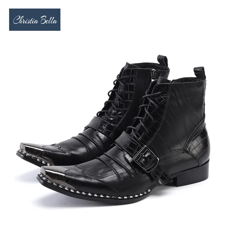 Christia Bella New Winter Genuine Leather Men Boots British Lace Up ...