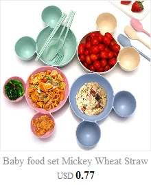 Набор для детского питания, Микки, пшеничная солома, Детская миска для риса, экологически чистые фрукты, Детская тарелка, посуда для малышей, миска для кормления детей
