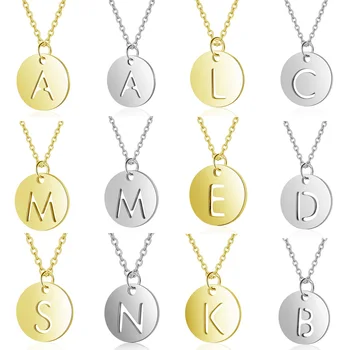 

100% Stainless Steel Initial Name Charm Necklace Vnistar Simple Design Alphabet Letter Pendant Necklaces A-Z Women's Necklace
