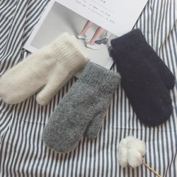 Imitation Rabbit Fur Gloves Full Fingers Mittens Winter Knitted Gloves Solid Color Furry Gloves Korean Version Women Mittens