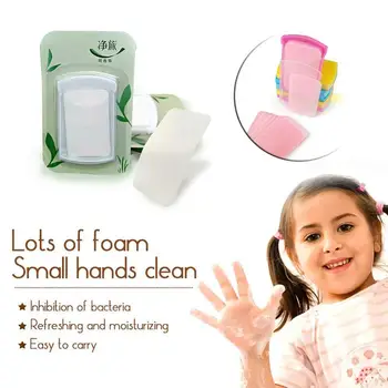 

50Pcs Portable Hand Wash Soap Disposable Washing Hand Bath Toiletry Paper Soap Cleaning Slice Sheets Mini Paper Soap