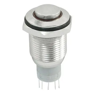 

Latching SPDT 5 Pins Red 12V LED Lamp Push Button Switch 250VAC 3A
