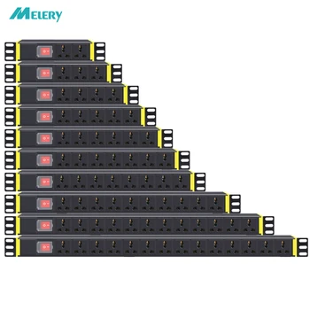 

PDU 1U Network Cabinet Rack Power Strip Distribution Outlet 1/2/3/4/5/6/7/8/10/12/14 Units Universal Socket Switch EU/UK/US Plug