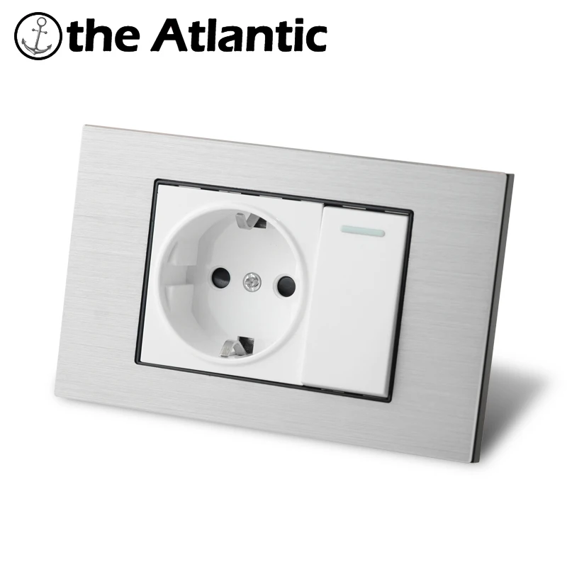 Tomada de Energia da ue com Interruptor Soquete com Dados Usb Rj45 tv Prata Branco Metal Coreia Espanha Plugue Tomada Elétrica 118 mm 75 mm 16a