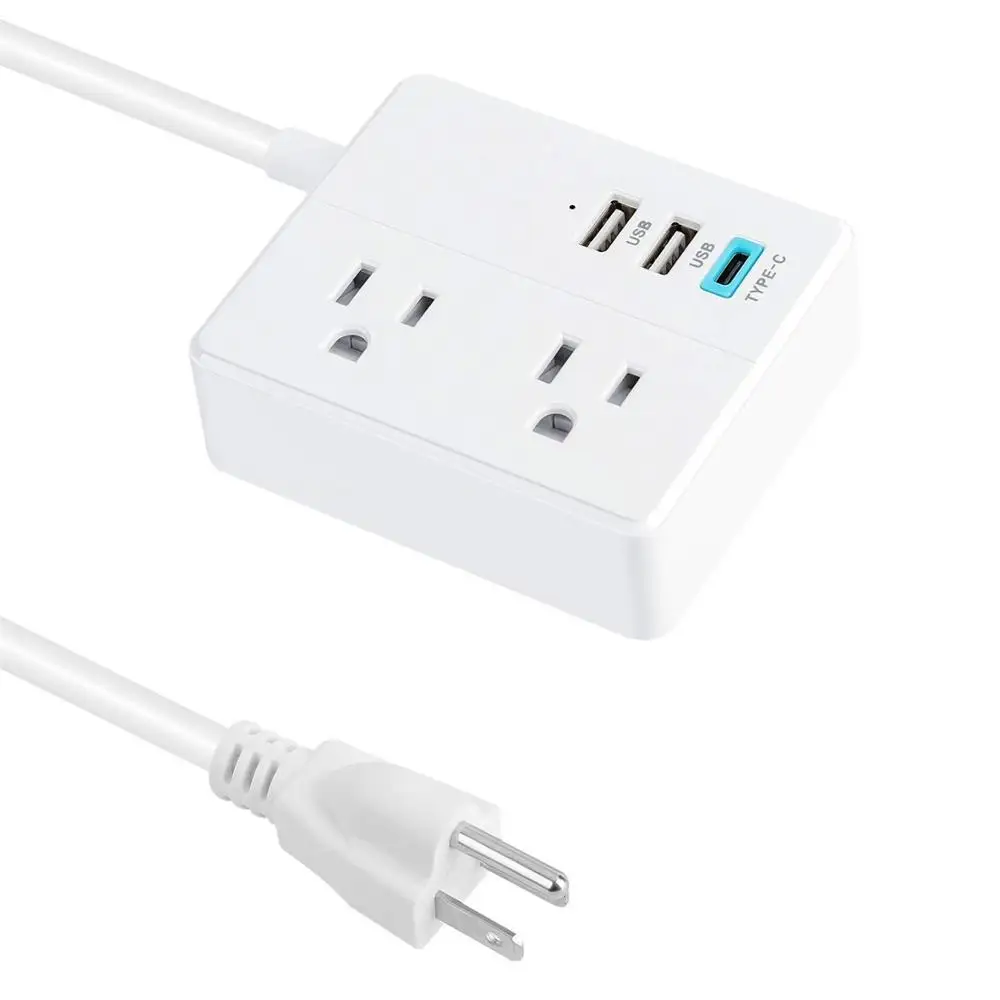 Сетевой мини удлинитель 2 USB 1 Type c 3 US настольная зарядная станция футов для