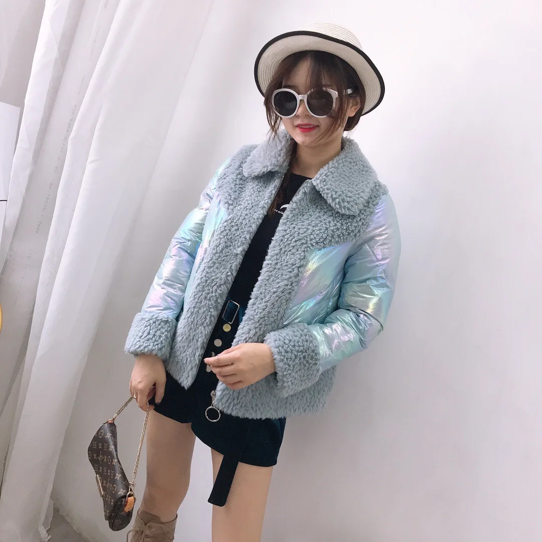 Abrigos mujer invierno натуральное пальто с мехом ягненка женская короткая зимняя куртка на утином пуху