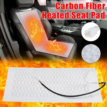 

12V Heated Seats Car Seat Cover Heat Pad Carbon Fiber Heated Auto Car Seat Heating Pad for Winter Warmer Vehicle Heater Mat