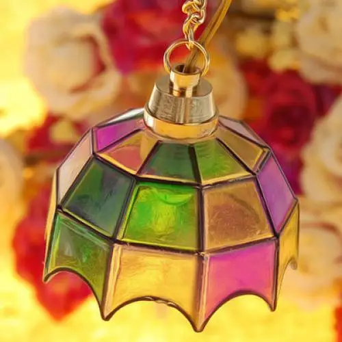 Dolls House Miniature Vintage MULTI-COLOR SHADE Hanging Lamp Ceiling Light 12V