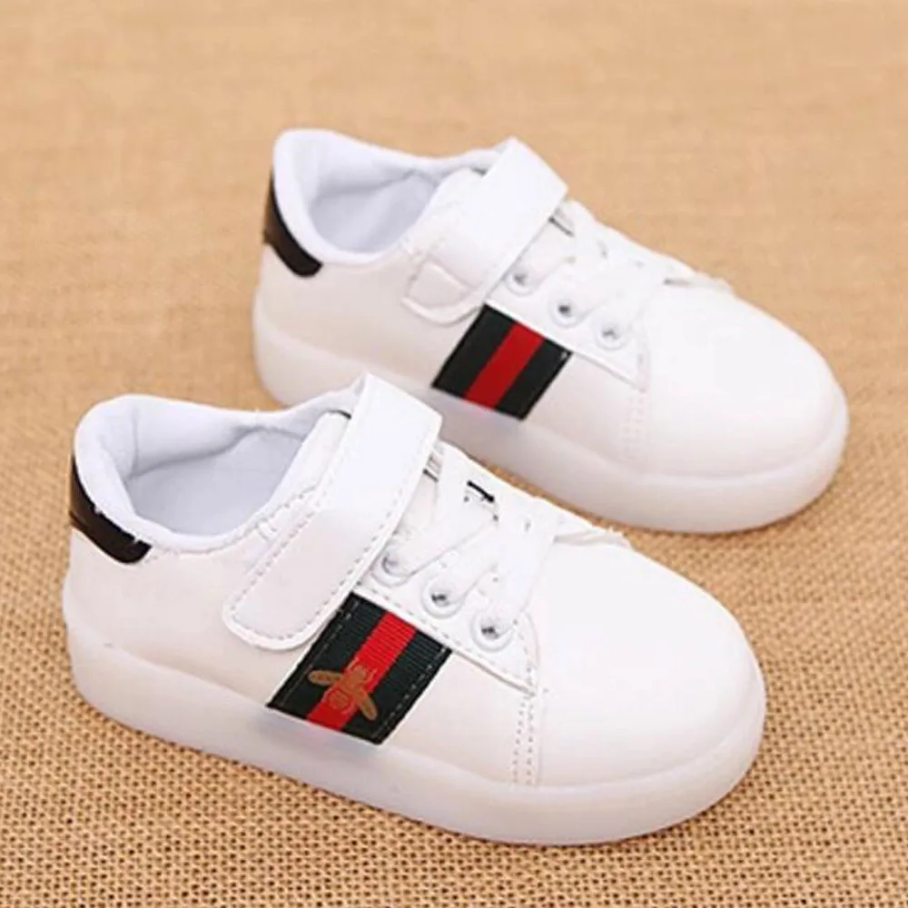 Daclay детские кроссовки для малыша для мальчика девочки Led Off white кроссовки брендовые кроссовки из искусственной кожи - Цвет: Черный