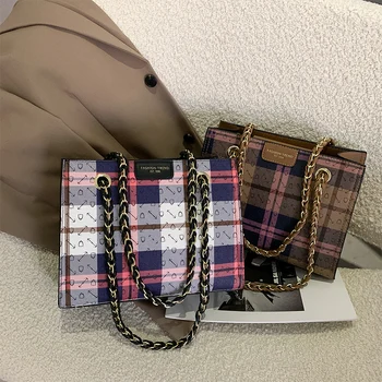 

Trendy Small Bags Women's Bag 2020 New Fashion All-matching Check Pattern Shoulder Bag Autumn and Winter Flap Cell Phone Pocket