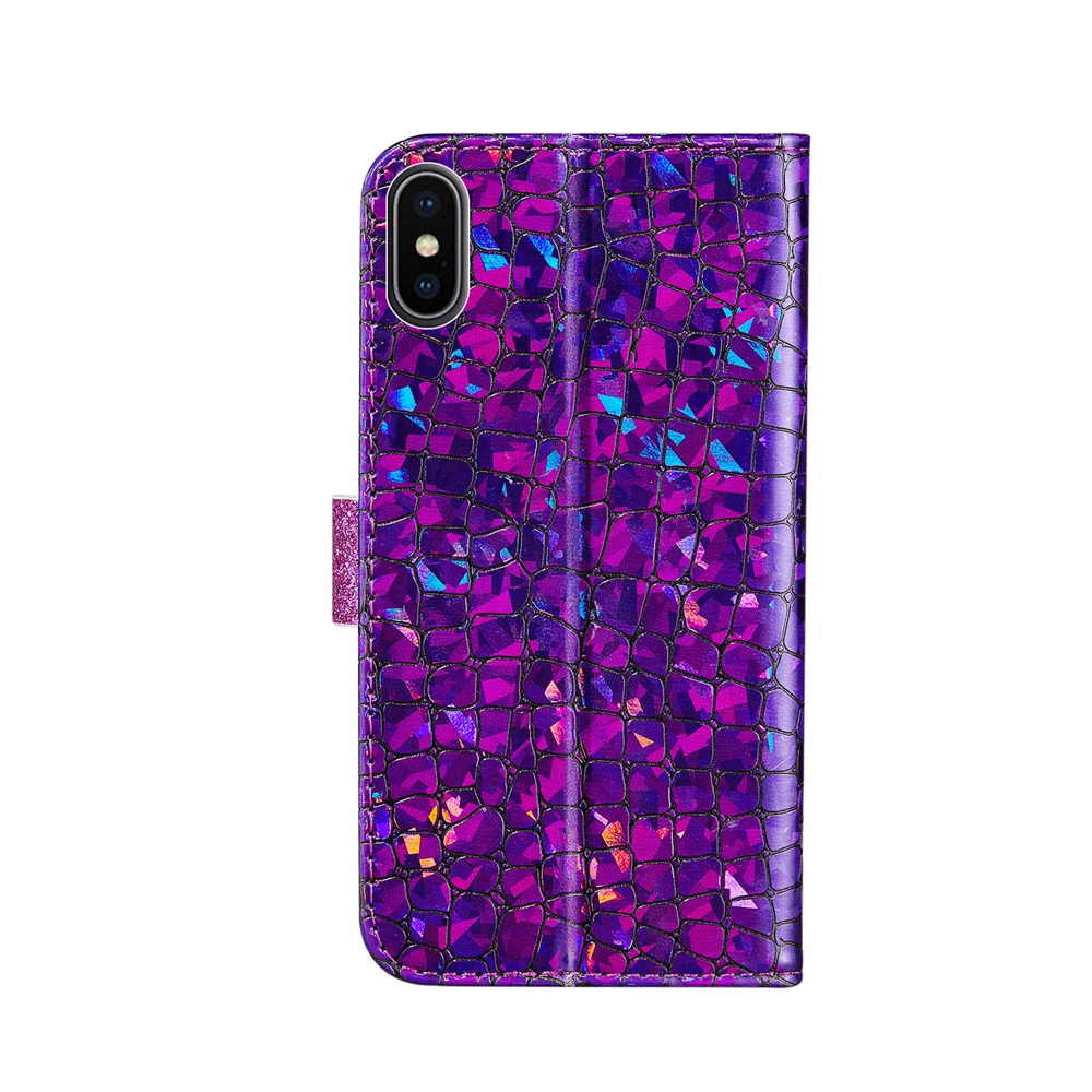 Для iPhone за чехол на айфон Xs Max Xr X Xs SE 5SE 5 5S 8 7 6s 6 Plus лазерный блеск сплайсинга стиль PU кожа падение сопротивление бумажник чехол Fundas