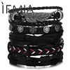 IFMIA Vintage Leaf Feather Multilayer Leather Bracelet Men Fashion Braided Handmade Star Rope Wrap Bracelets & Bangles Male Gift ► Photo 1/6