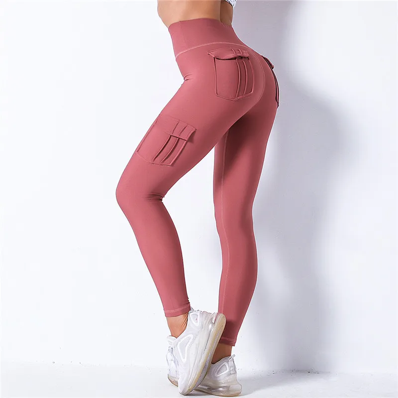 tights for women Nessaj High Waist Fitness Leggings Women Pocket Leggings Solid Color Push Up Legging Women Clothing Polyester Leggings aerie crossover leggings