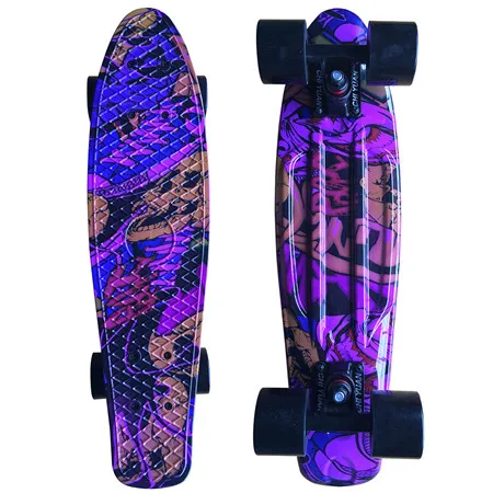 Purple Skull 2" Круизер скейтборд мини пластиковый скейт доска Ретро Лонгборд Графический Галактический Звездный Печатный скейт доска - Цвет: Purple Skull