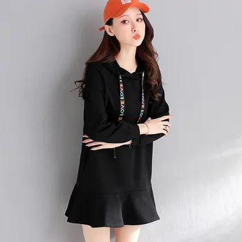 

Solid color autumn and winter women's sweatshirt casual hooded sweatshirt