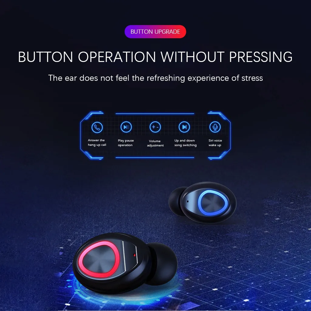 50# TWS Bluetooth наушники с микрофоном светодиодный дисплей беспроводные Bluetooth наушники водонепроницаемые шумоподавляющие гарнитуры