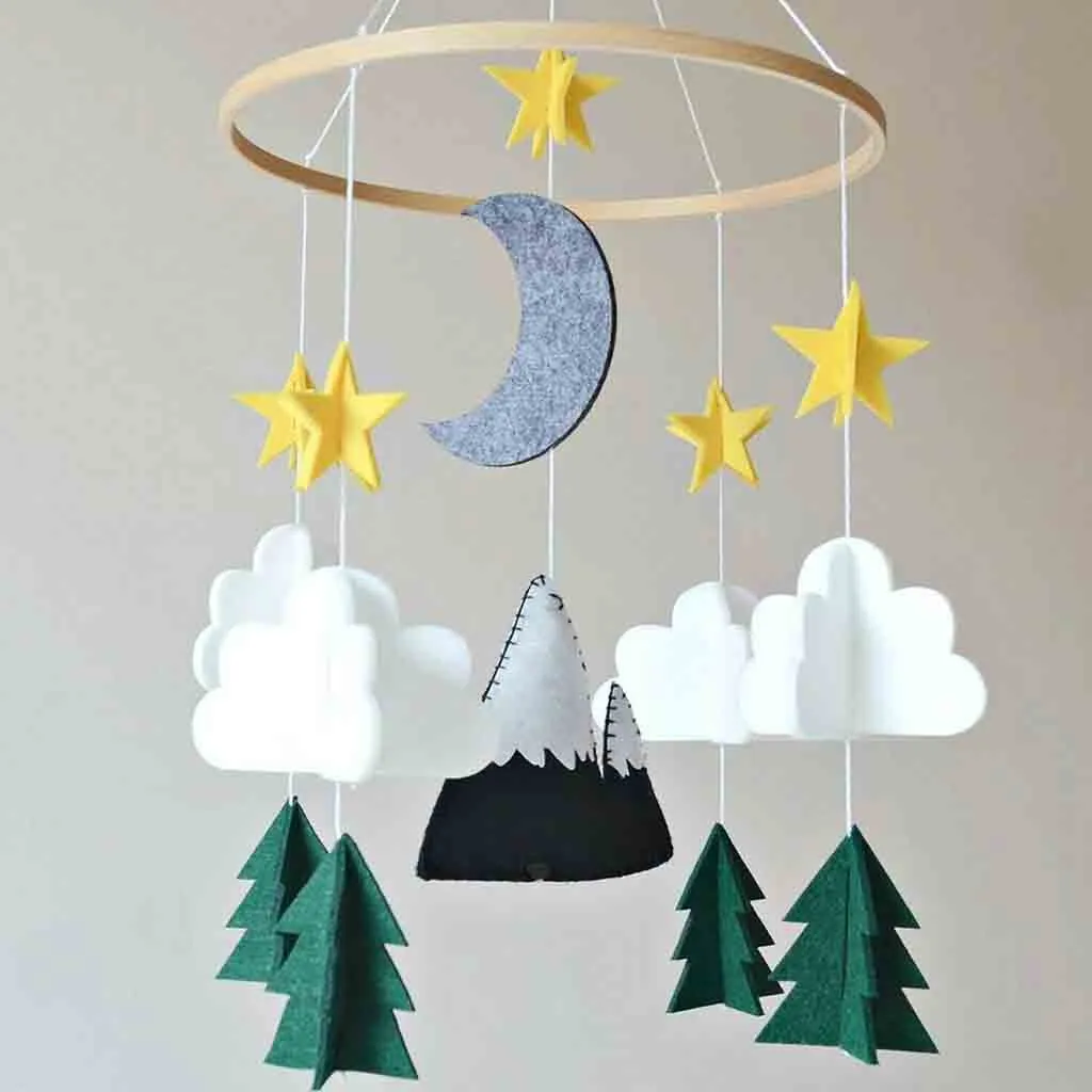 Скандинавском стиле деревянное облако луна звезды колокольчики ветра Детская кровать висячая колокольчик Детская комната Декор навес для детской кроватки орнамент подарок для детей