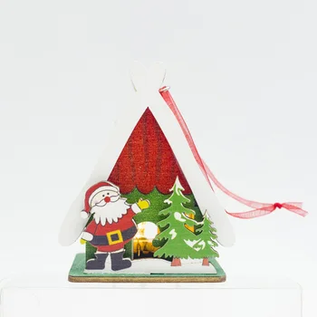 

Xmas DIY Christmas Pendant Wood Crafts LED Light Hanging decor Wood Crafts