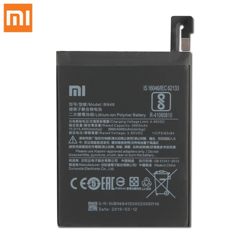 Оригинальная сменная батарея для Xiaomi Redmi Note 6 Pro Note6 Pro BN48, настоящая батарея для телефона 4000 мАч