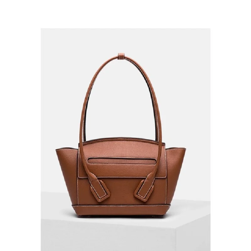 large brown Arco сумка из натуральной кожи с верхней ручкой с переплетением дуговой формы изогнутые ручки женская сумка-торба арбалет вязаная сумка из натуральной кожи - Цвет: large brown
