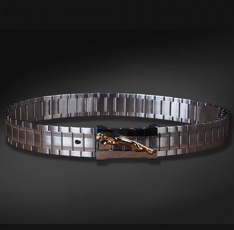High-end belt men's stainless steel self-defense belt fitness waist chain metal personality youth long outdoor self-defense belt