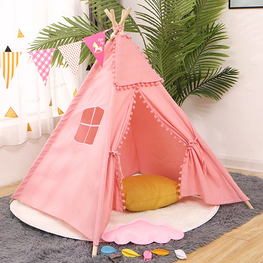 1.35M Large Teepee Tent Cotton Canvas Wigwam Children's Tent Kids Play House Girls Game House India Triangle Tent Room Decor 3 1.35M Large Teepee Tent Cotton Canvas Wigwam Children's Tent Kids Play House Girls Game House India Triangle Tent Room Decor 3