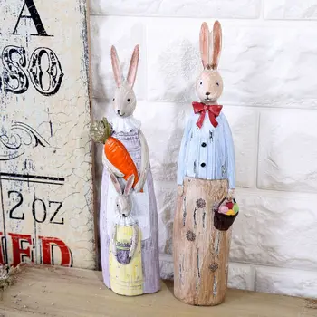 

Creative Cute Wooden Rabbit Lovers Model Desk Decor Home Decorations Modern Tabletop Figurines Ornament Hosehold Furnishings