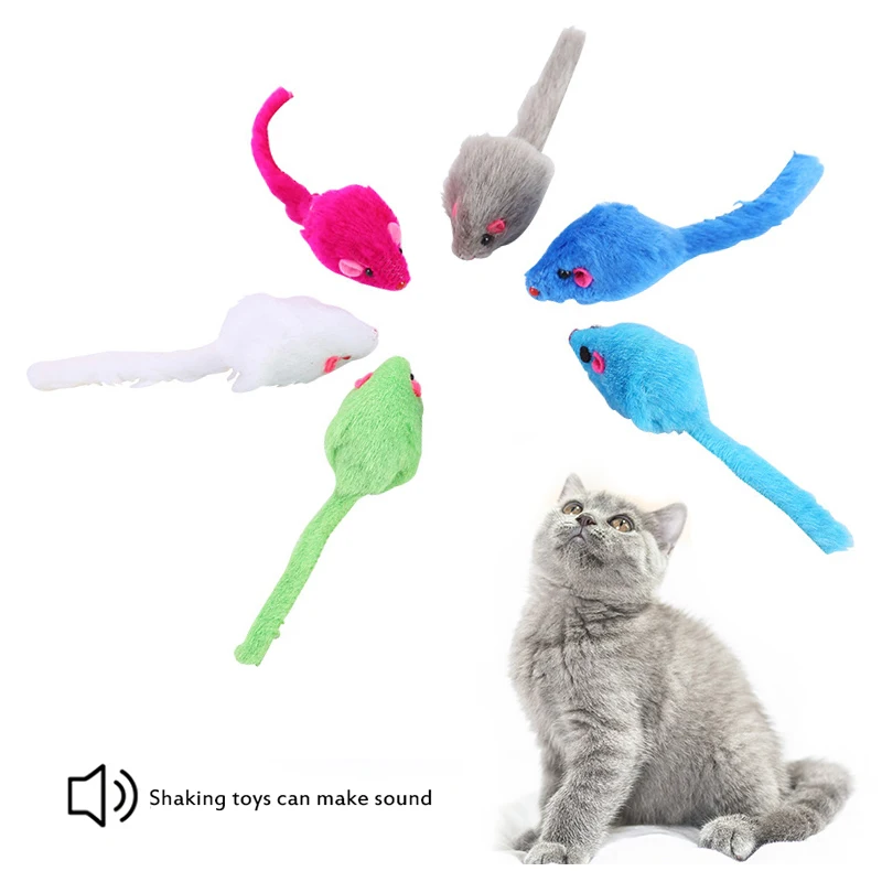 1PC Colorful Mouse Cat Toy Bite Resistant Molar Plush Mice Toy Funny Kitten Playing Fleece False Mouse Pet Training Supplies herding ball for dogs