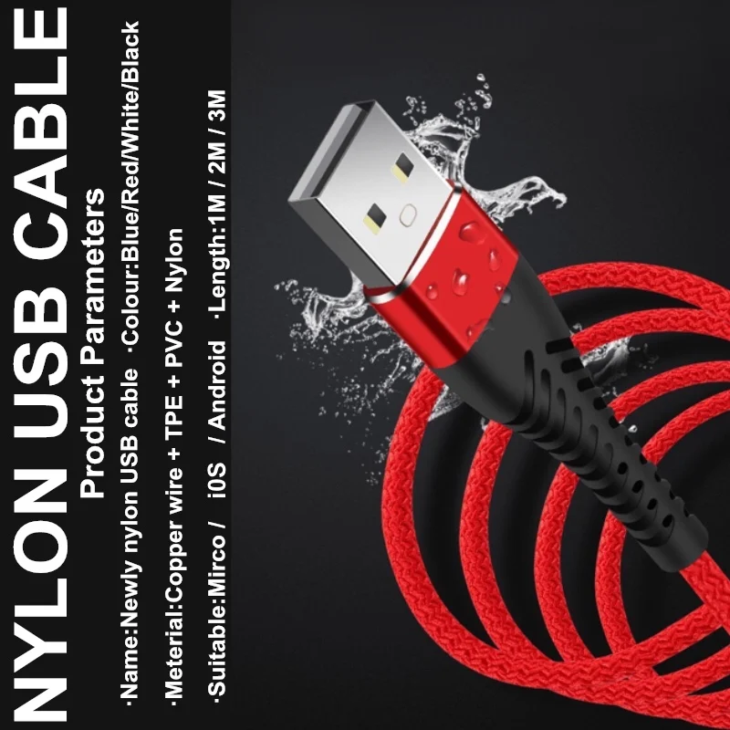 1 м 2 м 3 м USB кабель для быстрой зарядки 2.4A Micro USB зарядное устройство для samsung type-C кабель для huawei Xiaomi мобильный телефон кабель для iphone