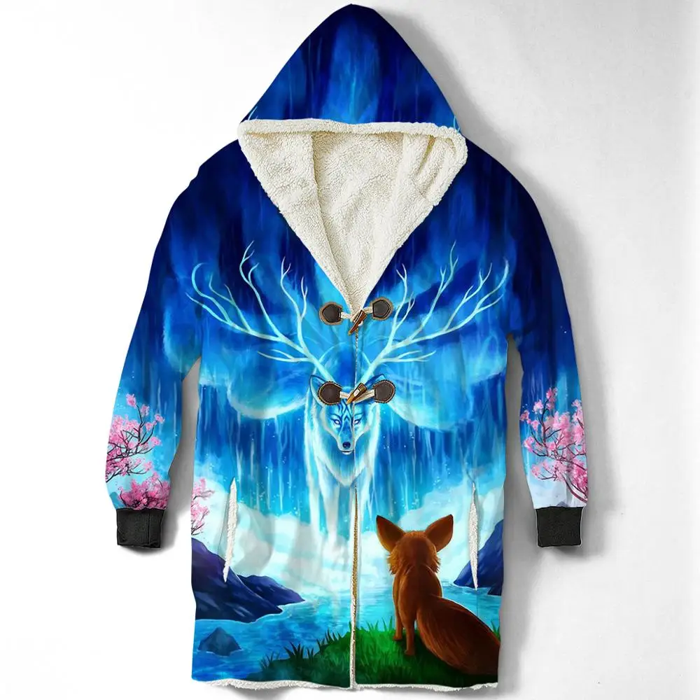 3D Print Fantasy Deer Hooded Blanket Warm Fleece Plush Blanket 3D Print Fantasy Deer Hooded Blanket Warm Fleece Plush Blanket