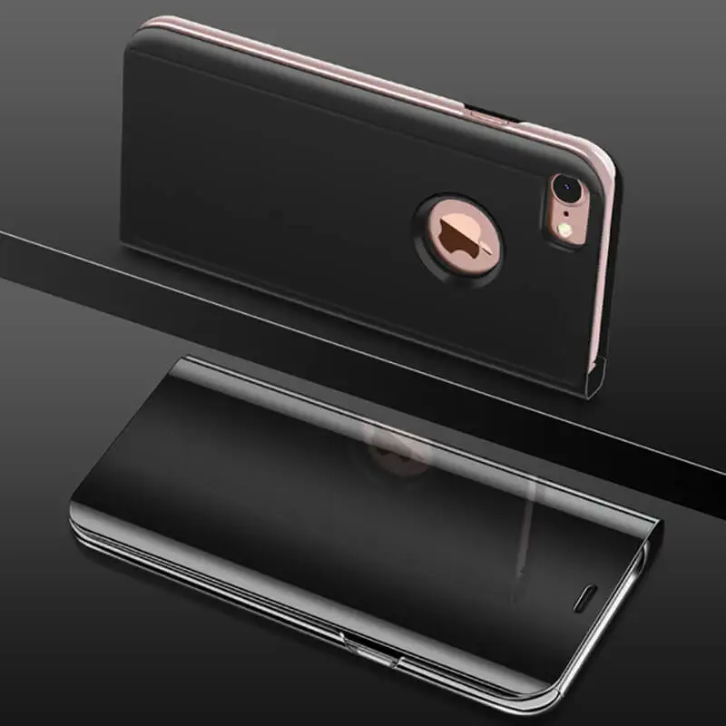 Elegant Leather Smart Mirror Phone Case with Holder Stand Feature