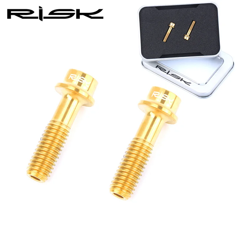 Risk M5x18Titanium Велосипедный тормозной рычаг Подседельный штырь зажим фиксированные болты для 2 типа MTB Mount Велоспорт полый Сверхлегкий крепежный винт - Цвет: hollow-golden