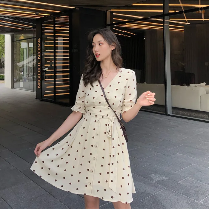 Coffee Polka Dot Dress Hot Sale, 58 