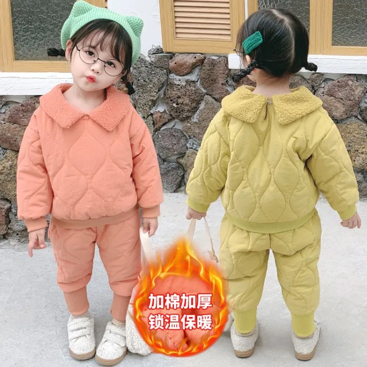 

[] Girls Winter Cotton-padded Clothes Set 2019 New Style Two-Piece Set Network hong yang Gas Outer Wear plus Thick Cotton Fashio