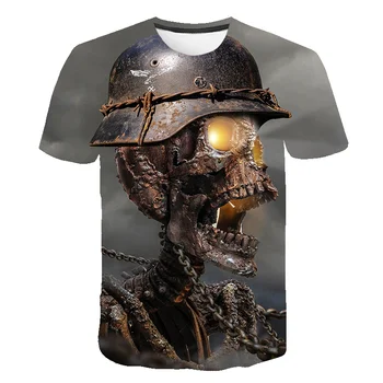 

Fashion personality 3D printed skull T-shirt men's T-shirt clothes military T-shirt casual men's summer street style clothing