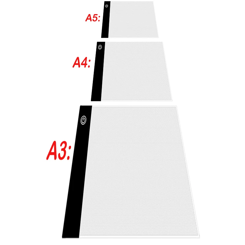 

A3 A4/A5 Size Three Level Dimmable Led Light Pad,Tablet Eye Protection Easier for Diamond Painting Embroidery Tools Accessories