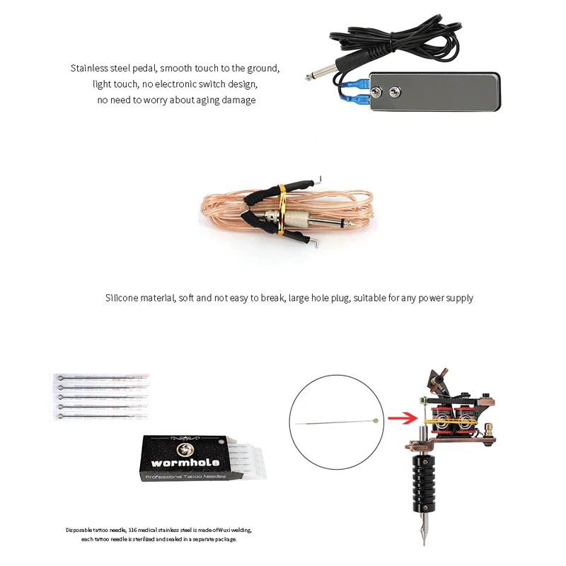 Набор татуировки Профессиональный полный 10 катушки 2 Пистолеты для татуажа блок питания игла для чернил наконечник захвата Набор для Татто художников наивысшего качества