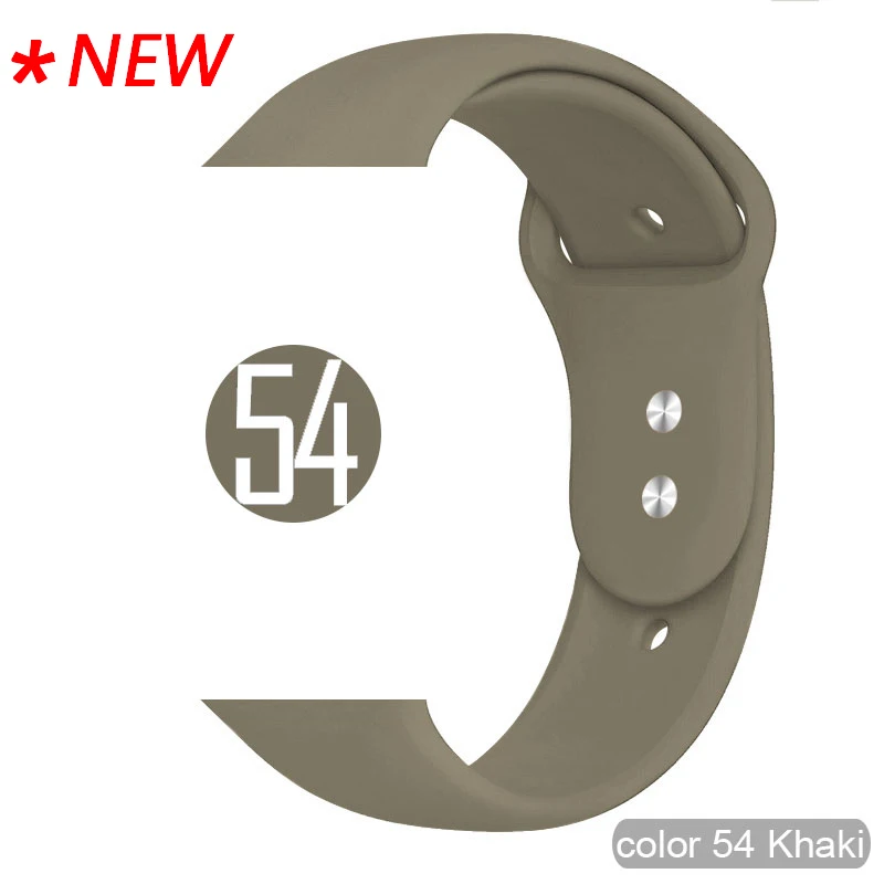 54 Khaki Мягкий силиконовый спортивный ремешок для Apple Watch 5 4 3 2 1 38 мм 42 мм, резиновый ремешок для часов Iwatch series 5 4 40 мм 44 мм - Цвет ремешка: 54 Khaki