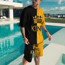 

2022 Men’s Sets Playing Running Suit Summer Short-Sleeved T-Shirt Suit Fashion 2-Piece Street Short-Sleeved 3D Printing Xxs-6XL